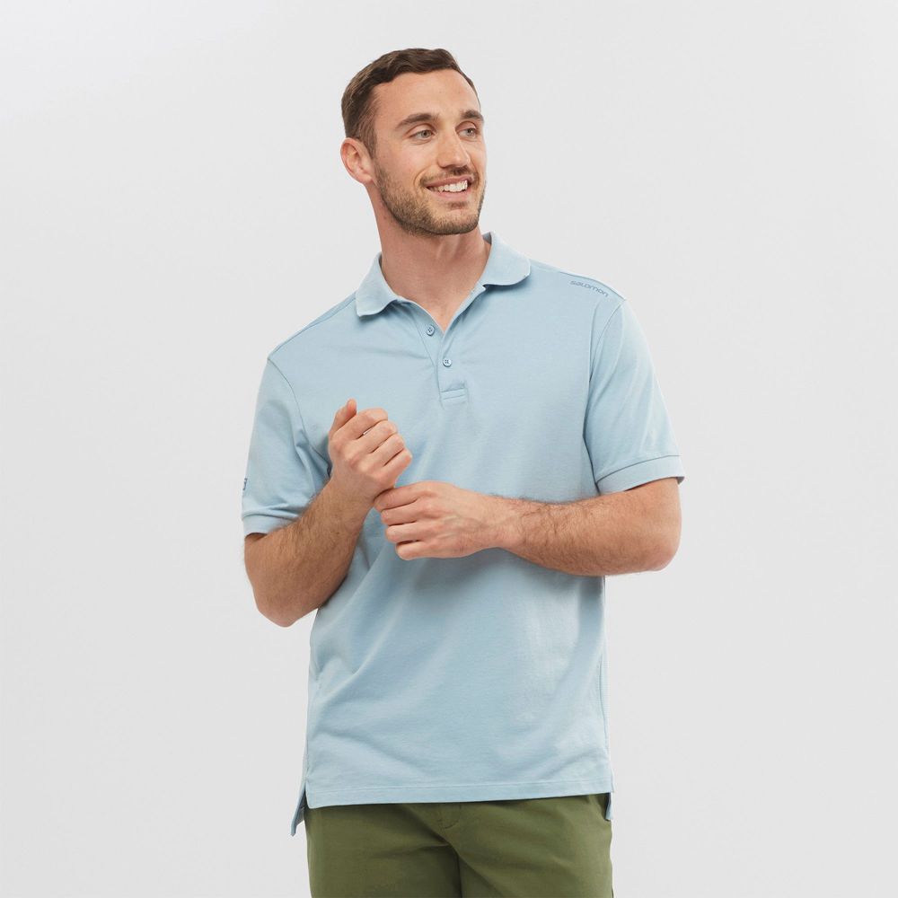 Salomon Israel OUTLIFE TECH POLO M - Mens T shirts - Ashley Blue (XQFO-28963)